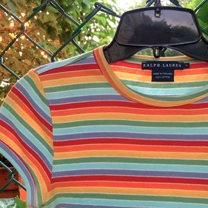 100% Cotton Ralph Lauren Rainbow Striped Tee